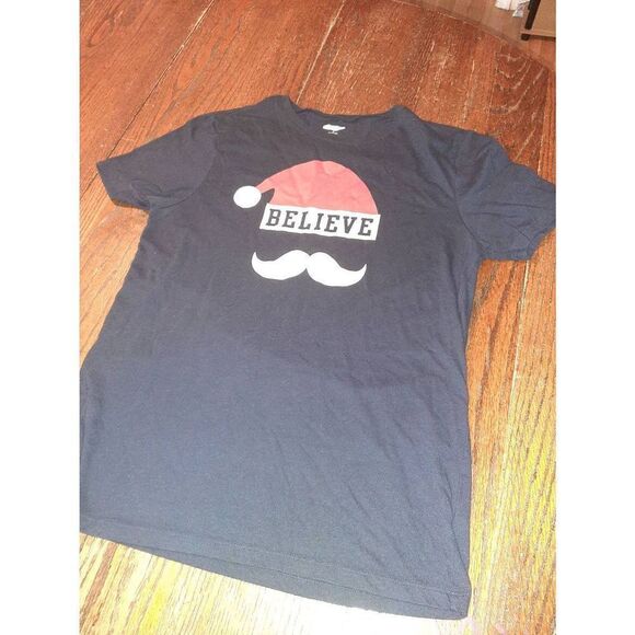 Medium Old Navy Short Sleeve Navy Blue Believe Christmas Holiday Tee TShirt Top - Picture 1 of 2